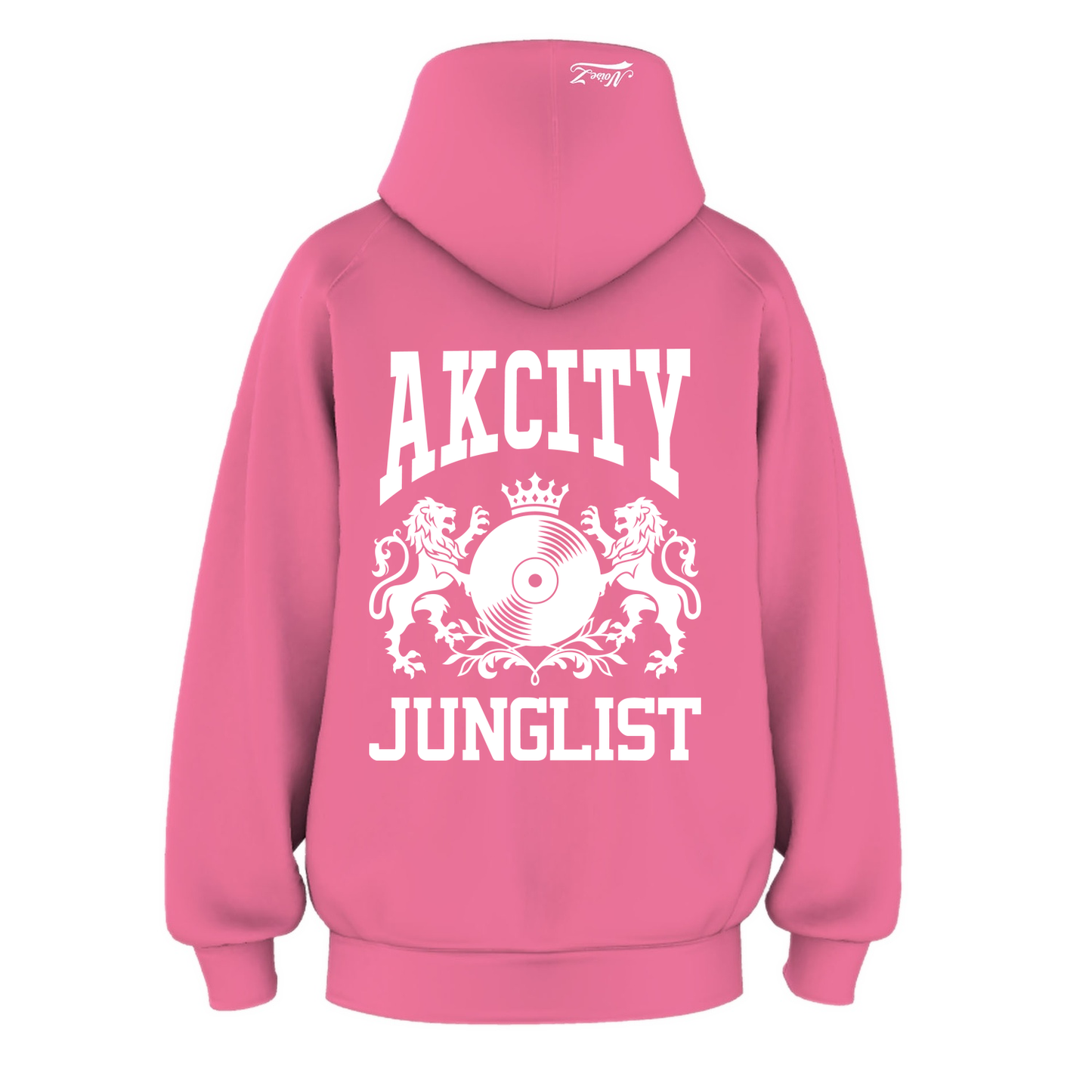 Womens AK CITY JUNGLIST Hoodie - Charity Pink (back)