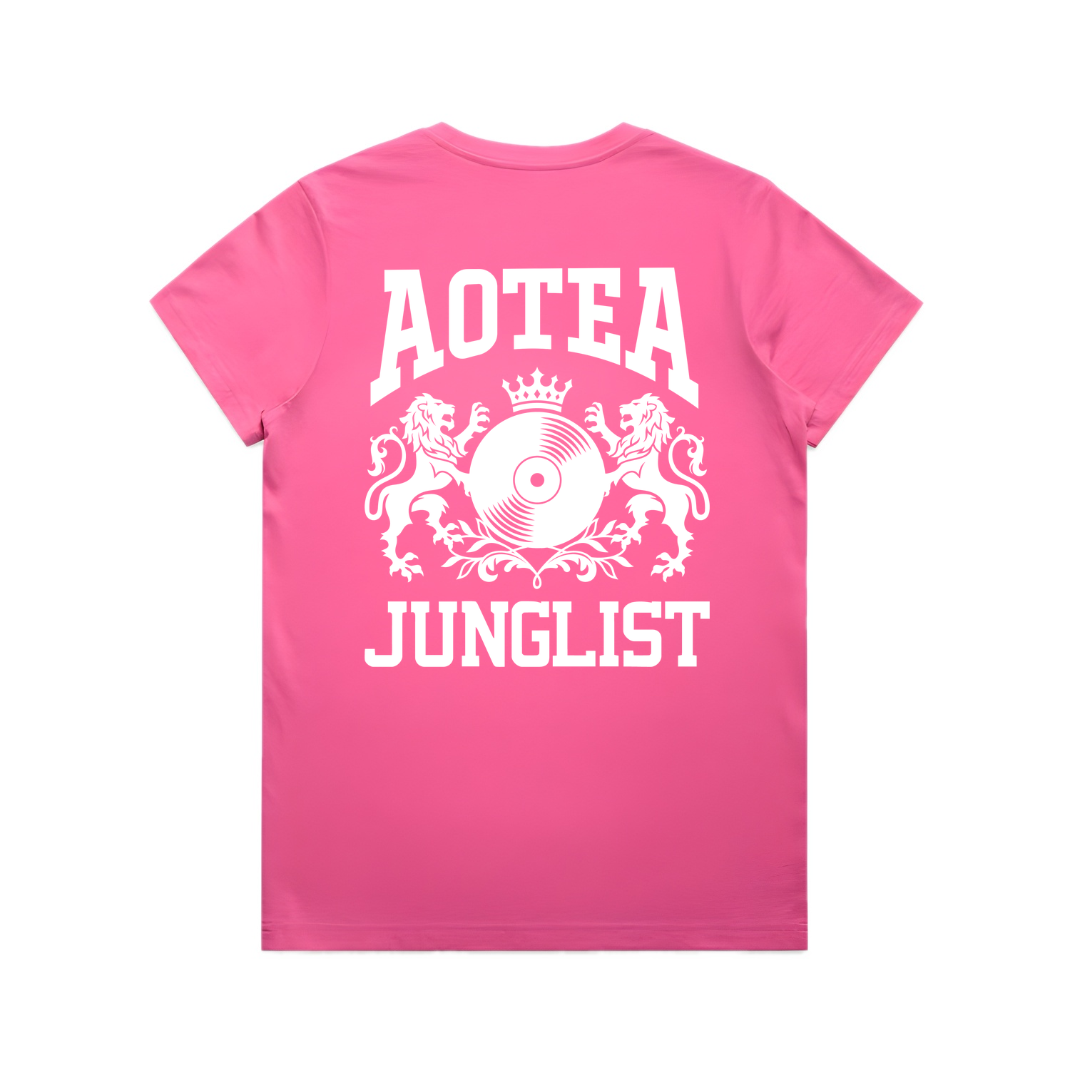 Womens AOTEA JUNGLIST Tee - Charity Pink (back)
