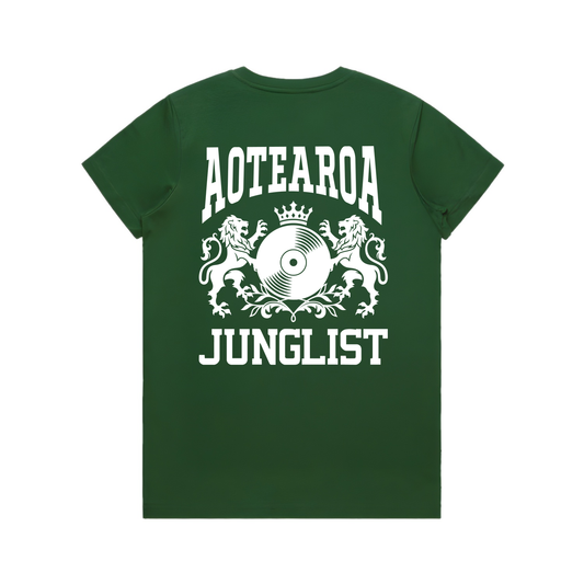 Womens AOTEAROA JUNGLIST Tee - Forest Green (back)