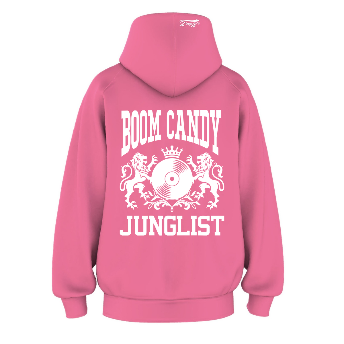 Womens BOOM CANDY JUNGLIST Hoodie - Charity Pink (back)