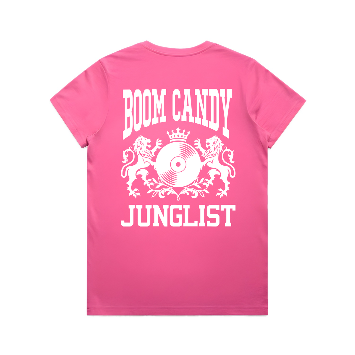 Womens BOOM CANDY JUNGLIST Tee - Charity Pink (back)