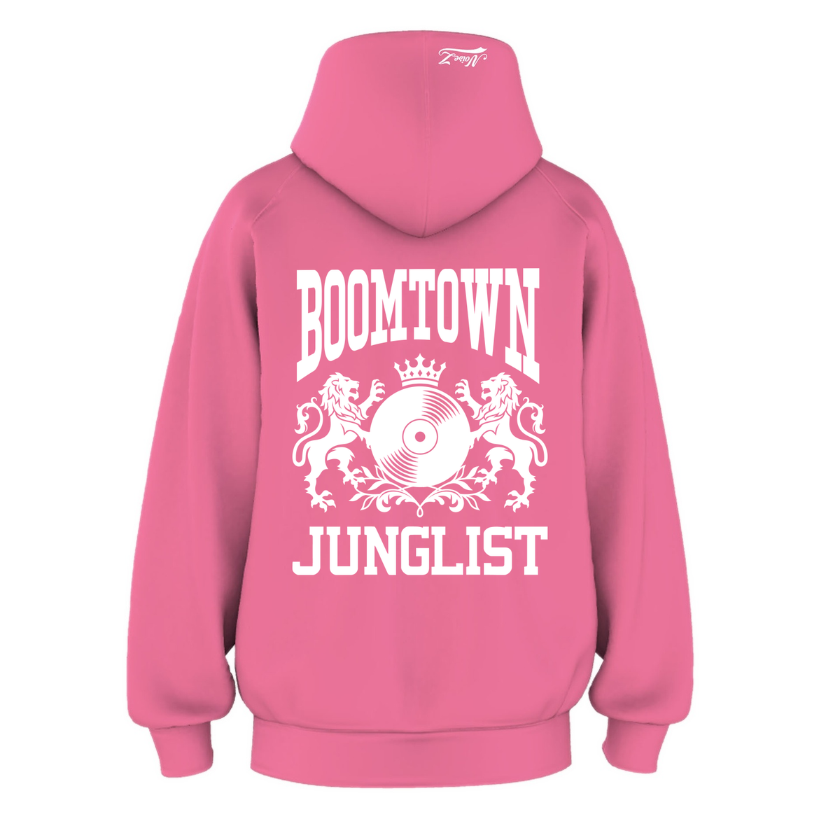 Mens BOOMTOWN JUNGLIST Hoodie - Charity Pink (back)