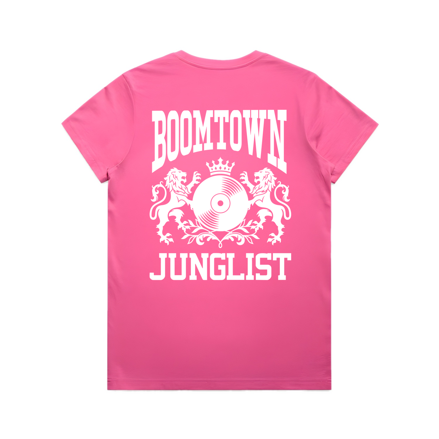 Womens BOOMTOWN JUNGLIST Tee - Charity Pink (back)