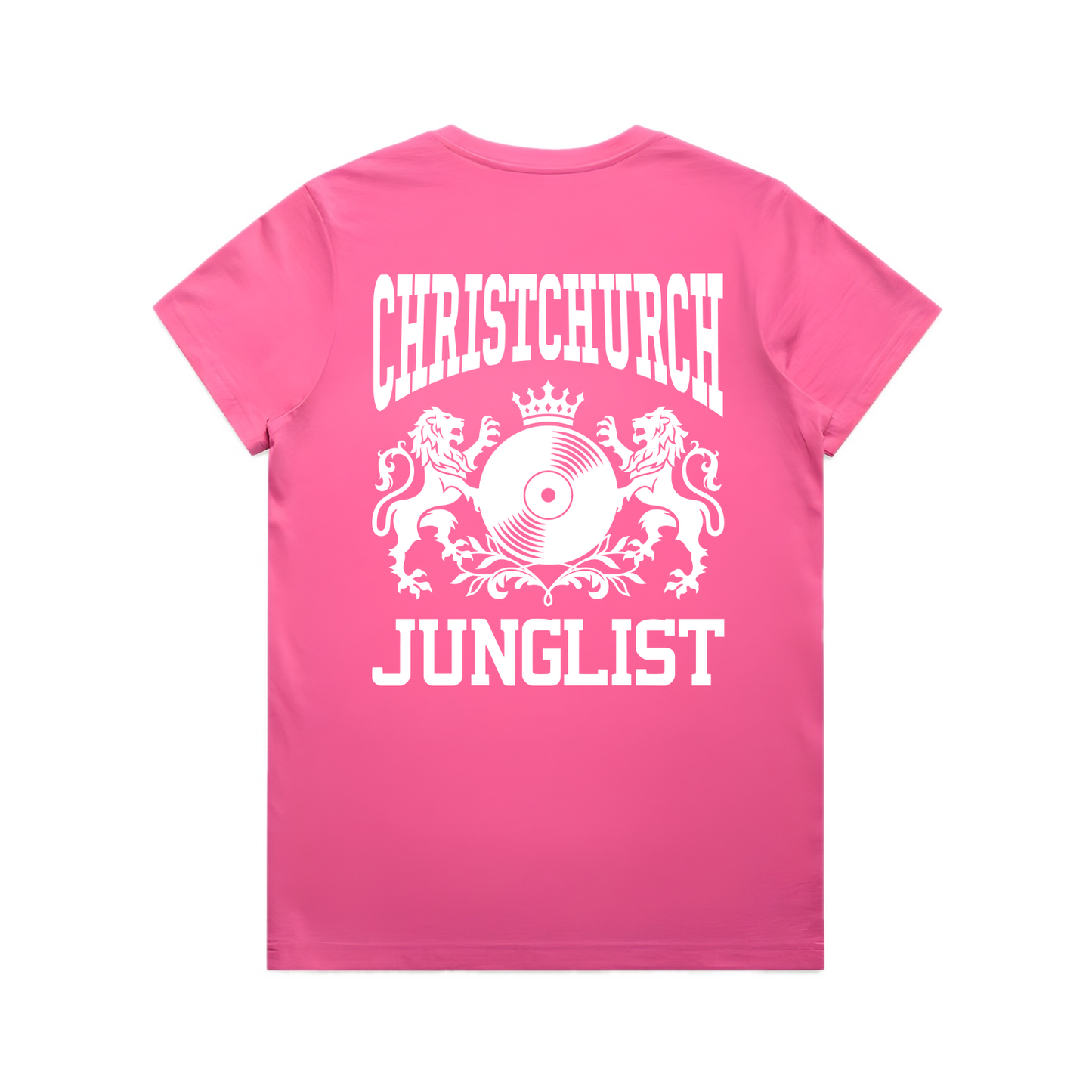 Womens CHCH JUNGLIST Tee - Charity Pink (back)