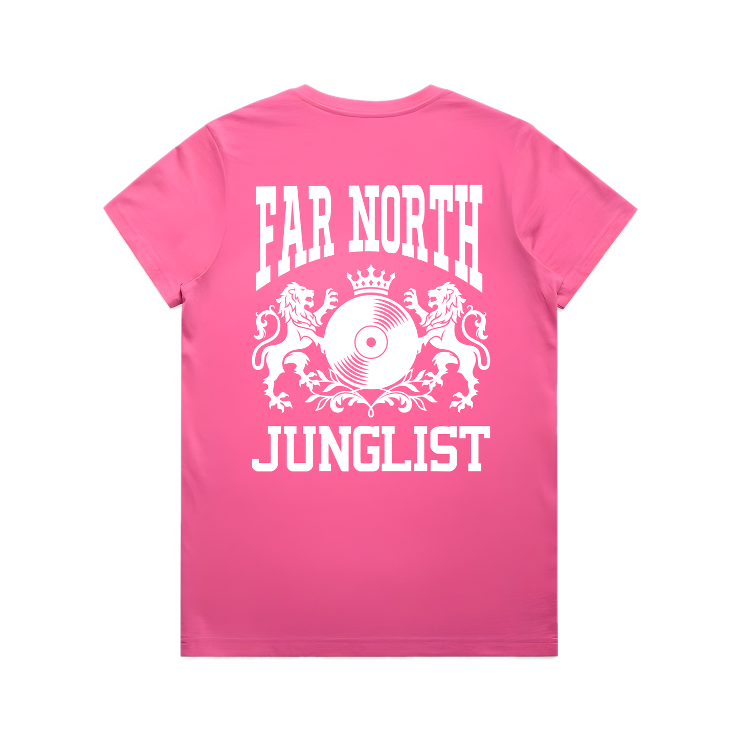 Womens FAR NORTH JUNGLIST Tee - Charity Pink (back)