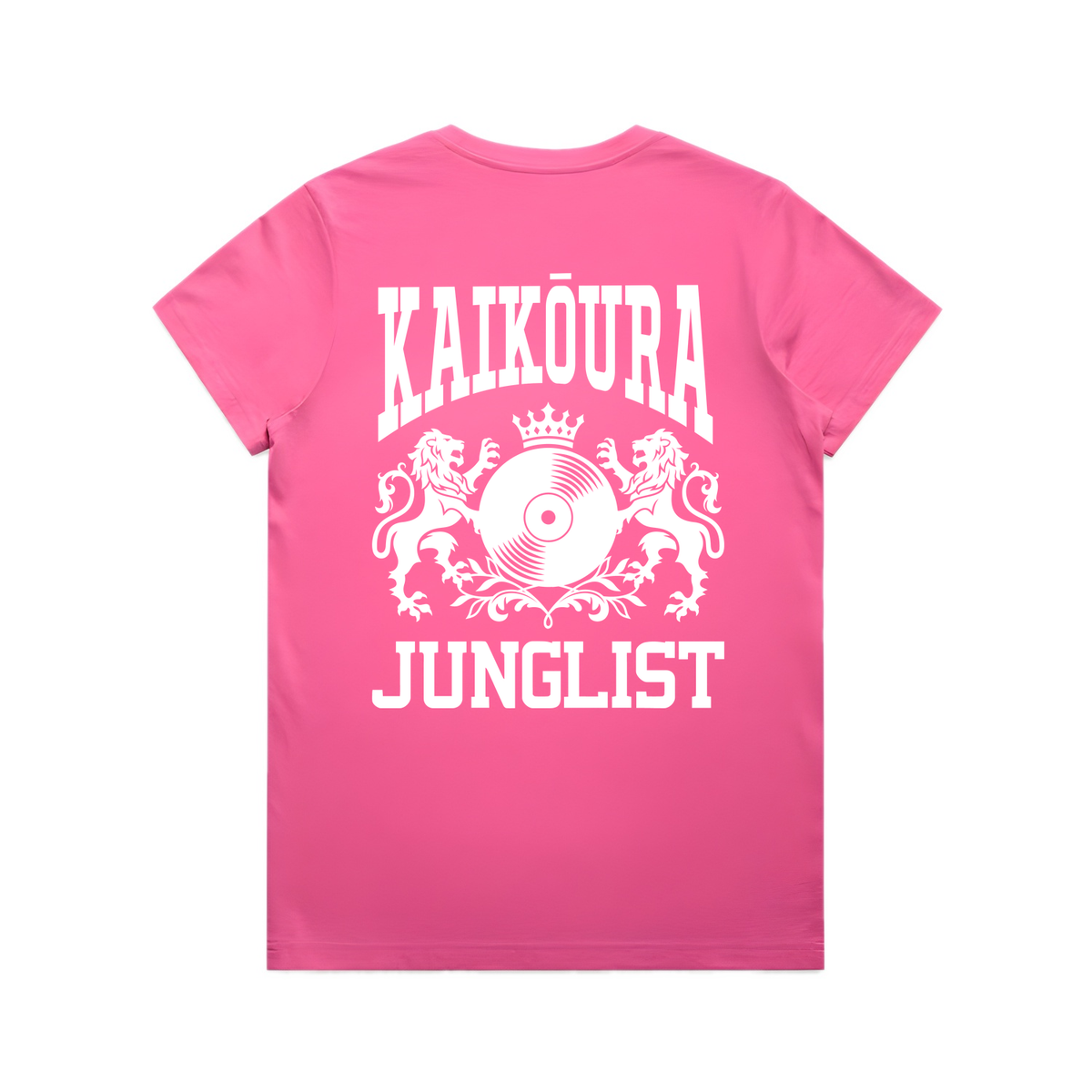Womens KAIKŌURA JUNGLIST Tee - Charity Pink (back)