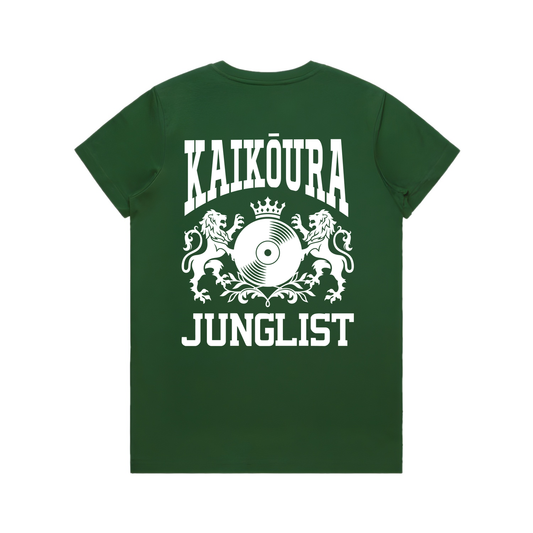 Womens KAIKŌURA JUNGLIST Tee - Forest Green (back)