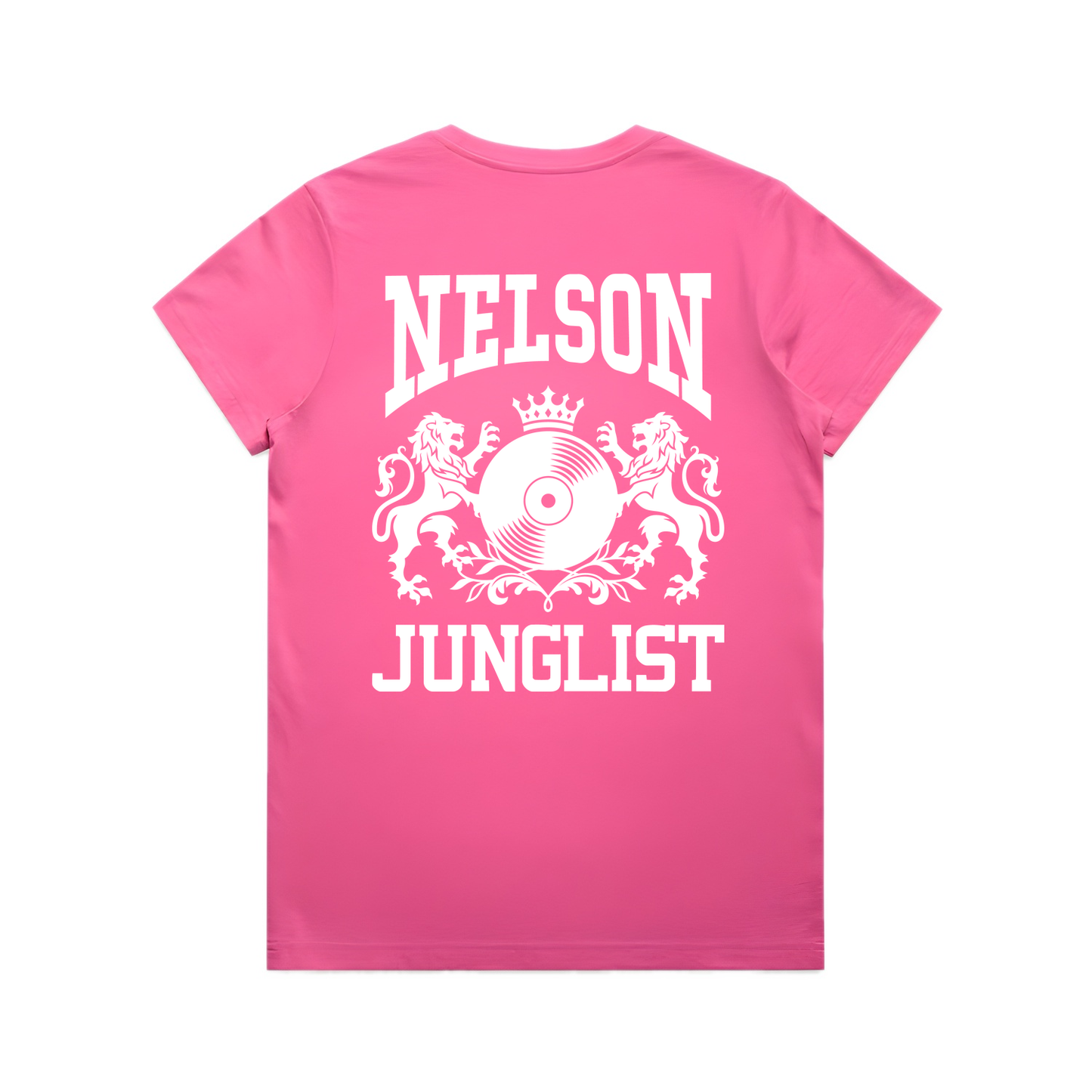 Womens NELSON JUNGLIST Tee - Charity Pink (back)