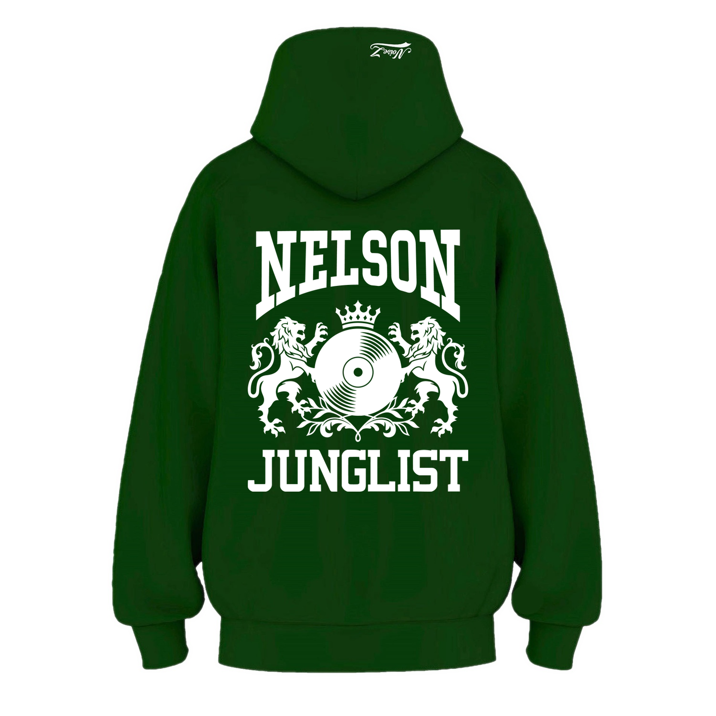 Mens NELSON JUNGLIST Hoodie - Pine Green (back)