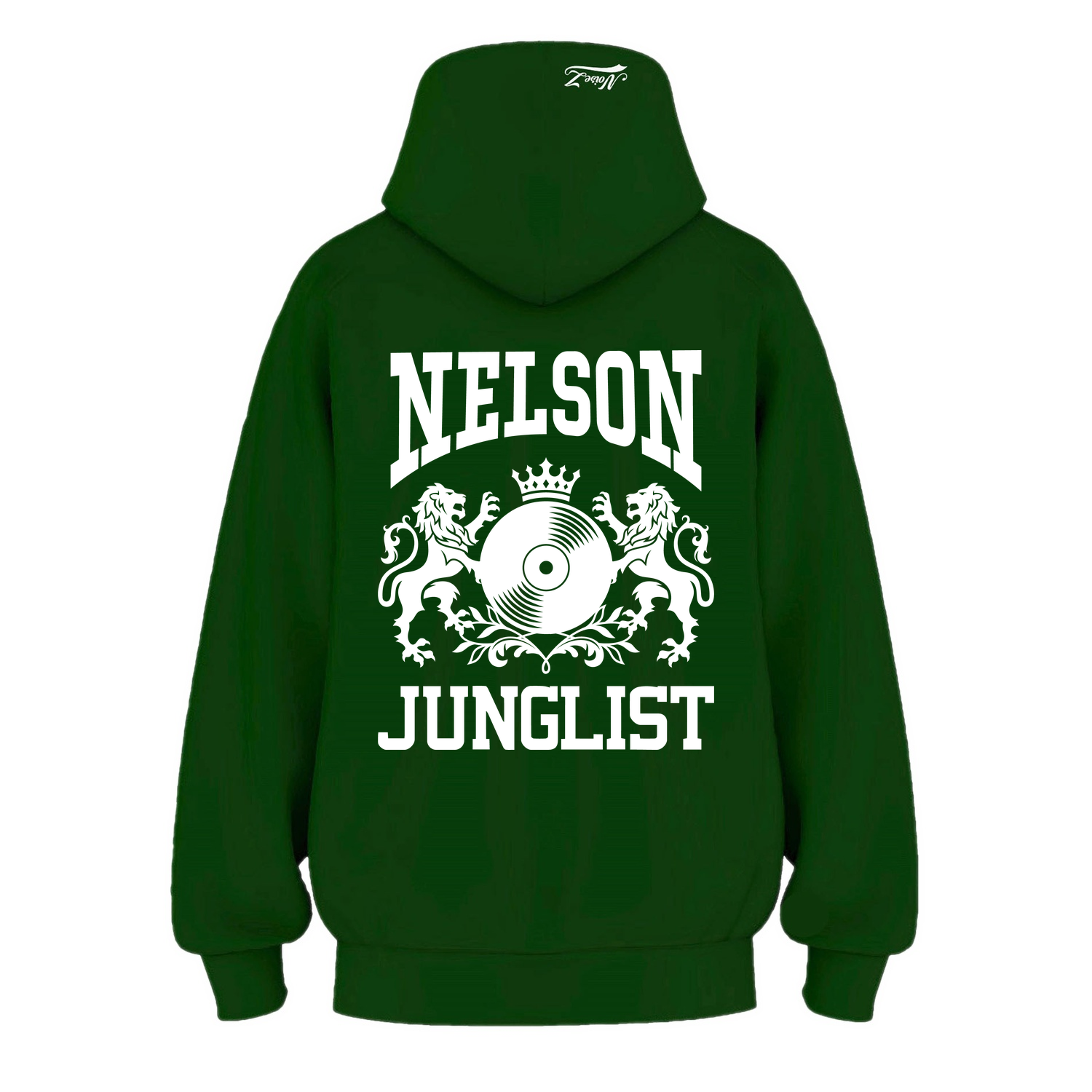 Mens NELSON JUNGLIST Hoodie - Pine Green (back)