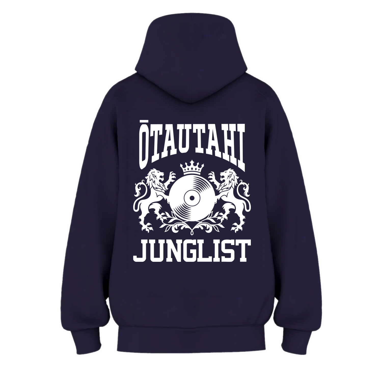 Womens ŌTAUTAHI JUNGLIST Hoodie - Ink Blue (back)