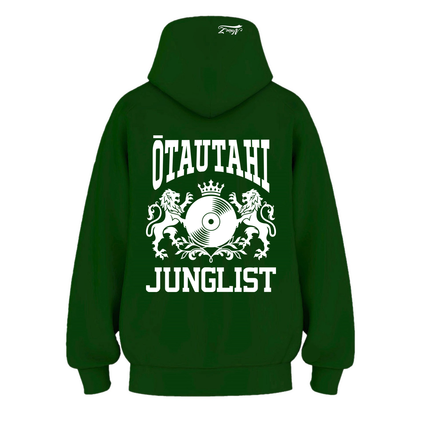 Mens ŌTAUTAHI JUNGLIST Hoodie - Pine Green (back)