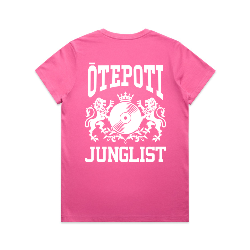 Womens ŌTEPOTI JUNGLIST Tee - Charity Pink (back)