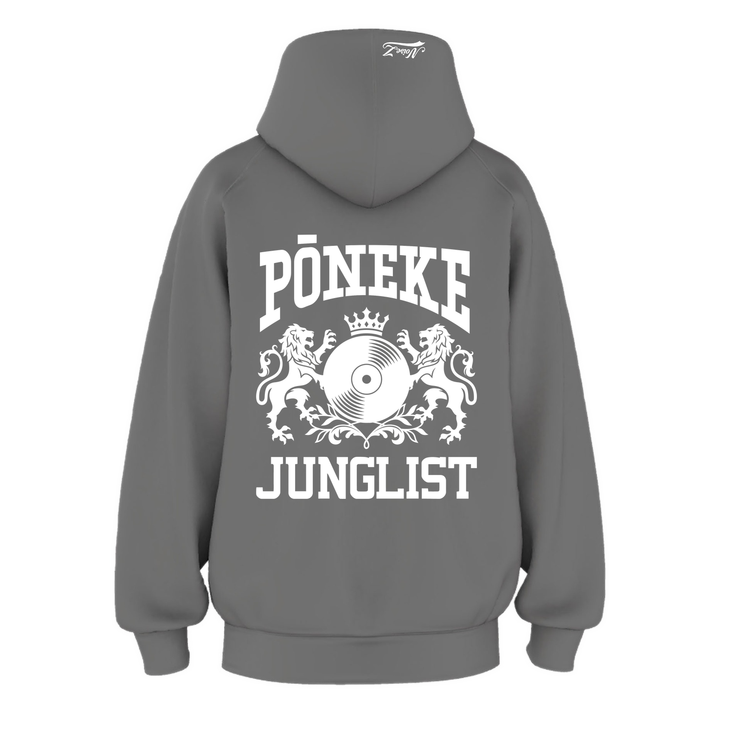 Womens PŌNEKE JUNGLIST Hoodie - Shadow (back)
