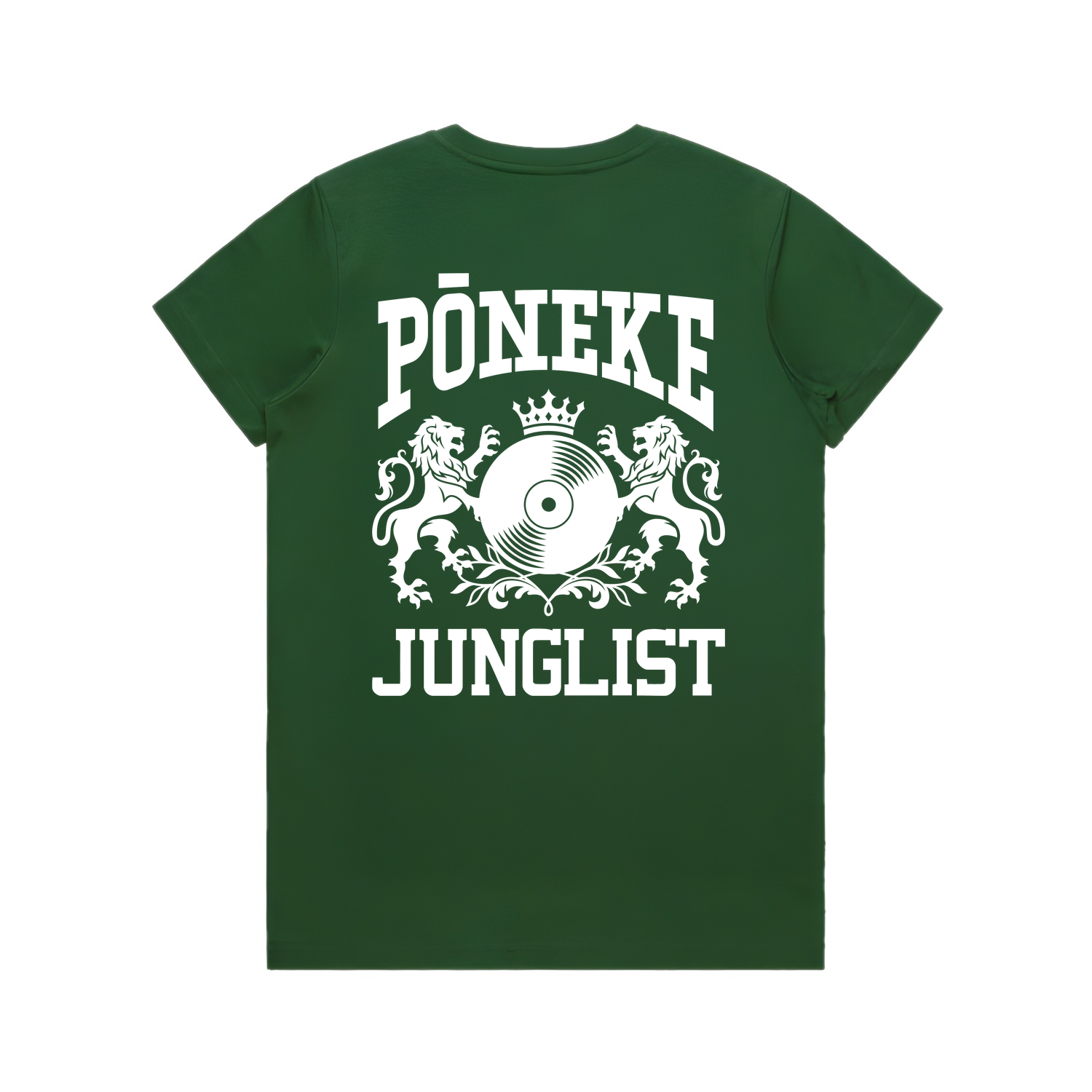 Womens PŌNEKE JUNGLIST Tee - Forest Green (back)