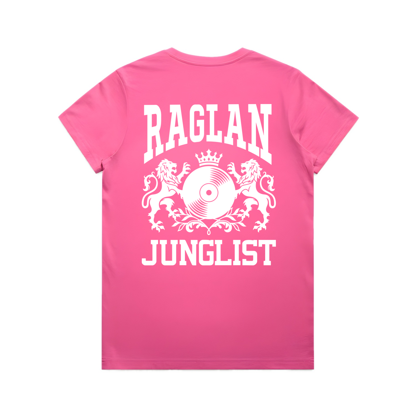 Womens RAGLAN JUNGLIST Tee - Charity Pink (back)