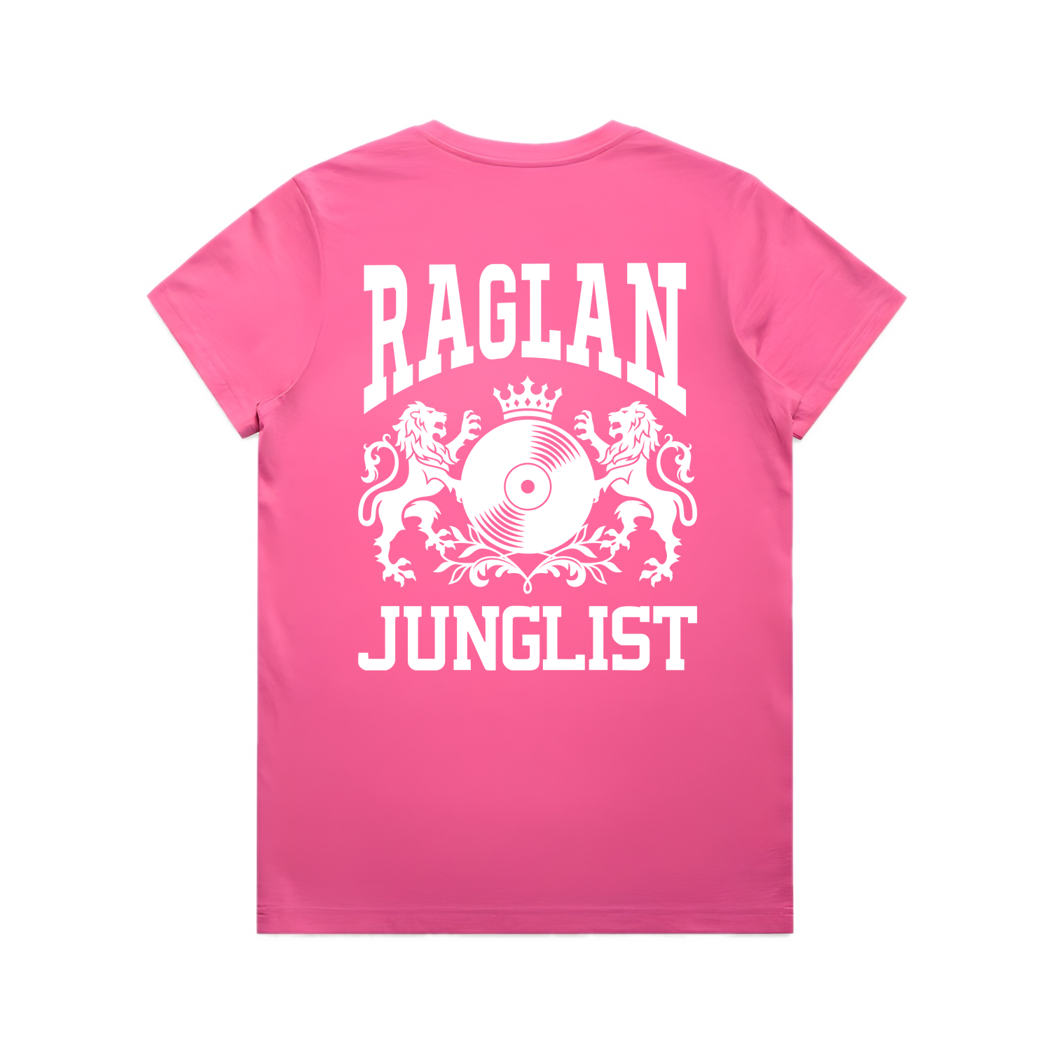 Womens RAGLAN JUNGLIST Tee - Charity Pink (back)