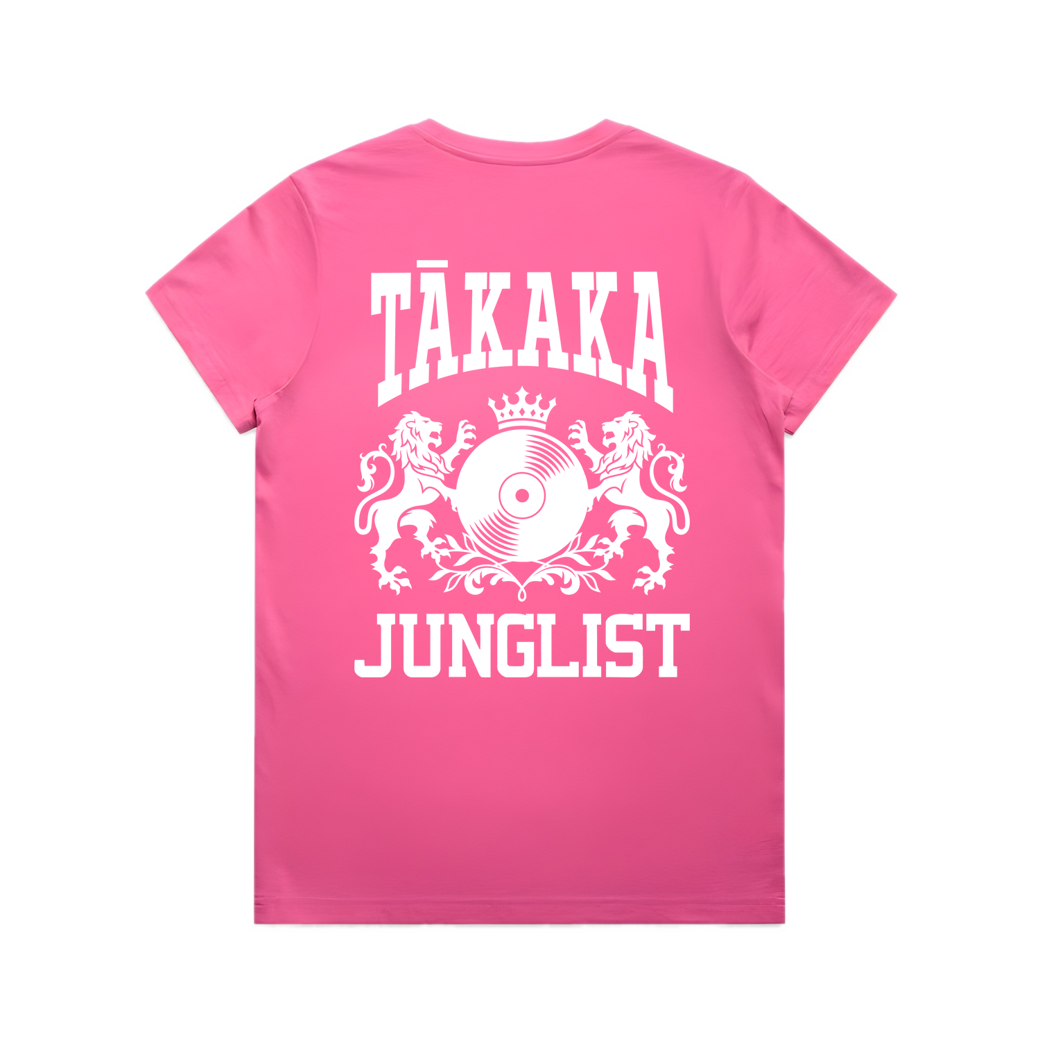 Womens TĀKAKA JUNGLIST Tee - Charity Pink (back)
