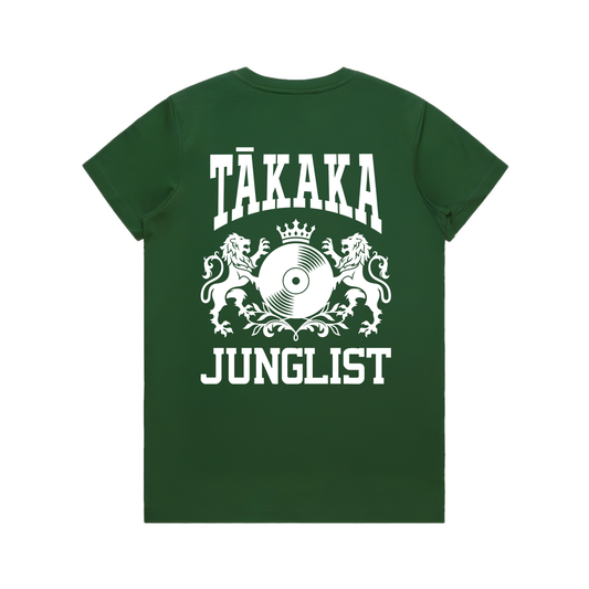 Womens TĀKAKA JUNGLIST Tee - Forest Green (back)