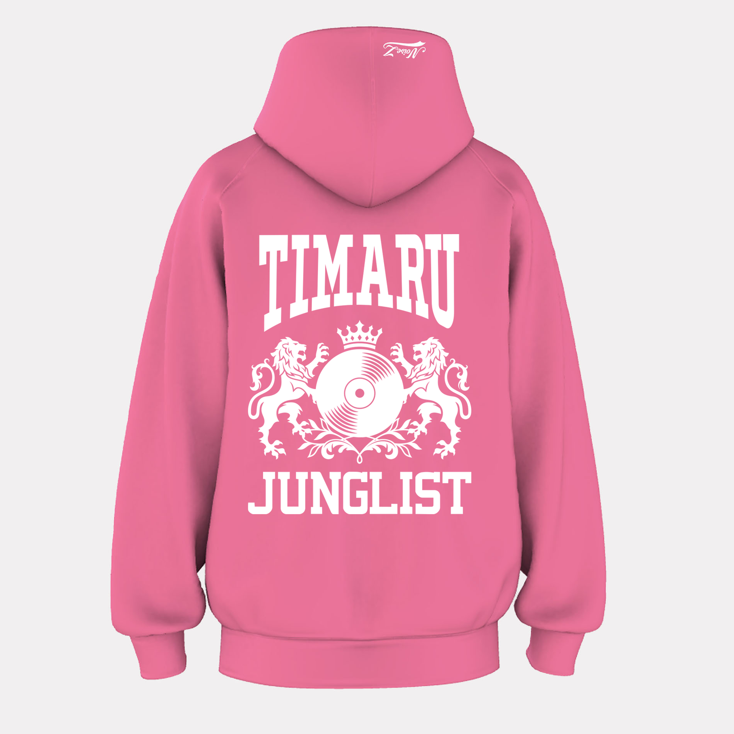 Womens TIMARU JUNGLIST Hoodie - Charity Pink (back)