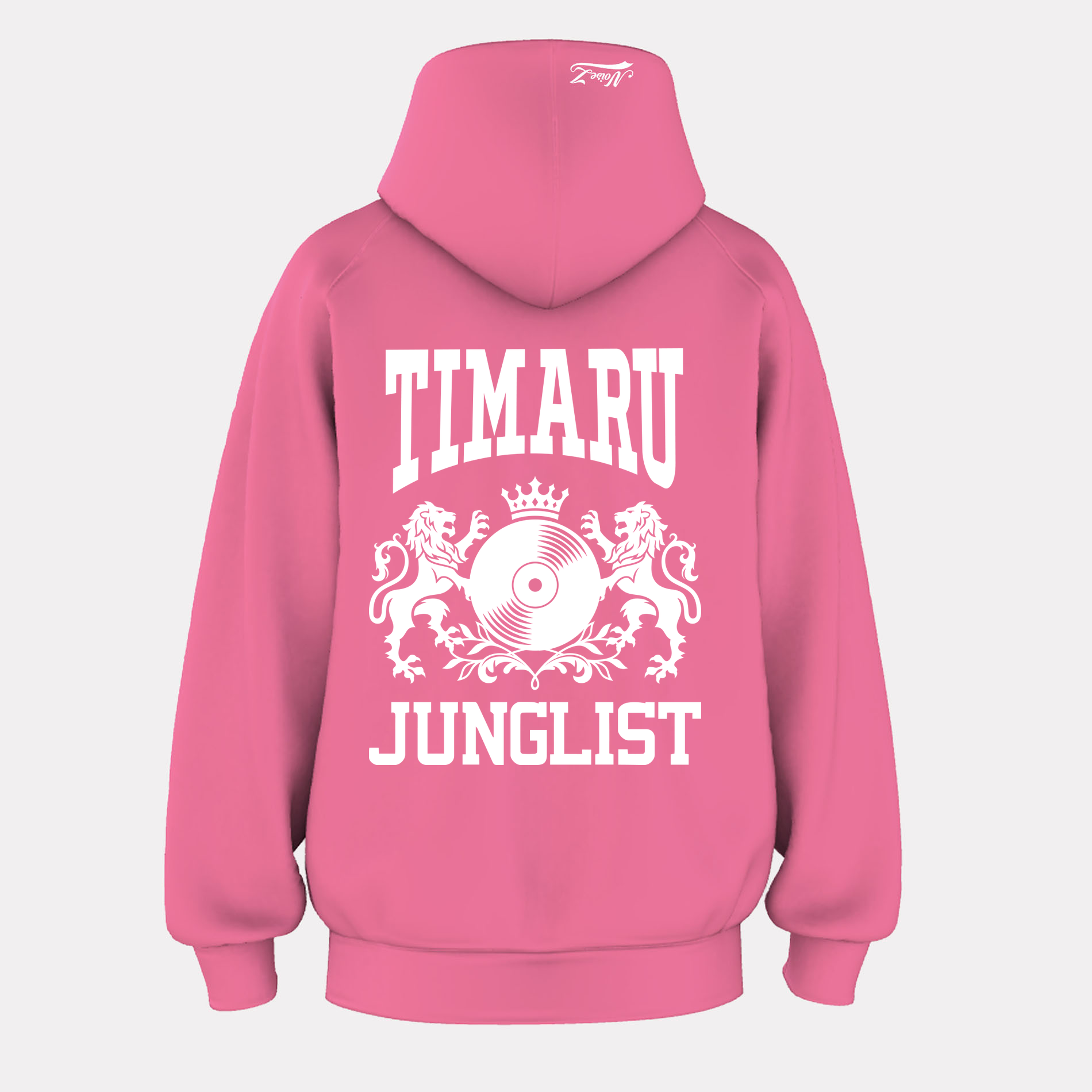 Womens TIMARU JUNGLIST Hoodie - Charity Pink (back)