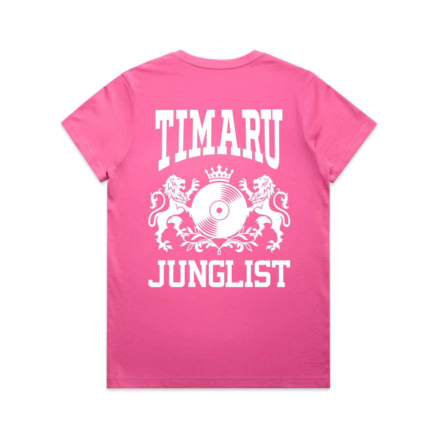Womens TIMARU JUNGLIST Tee - Charity Pink (back)