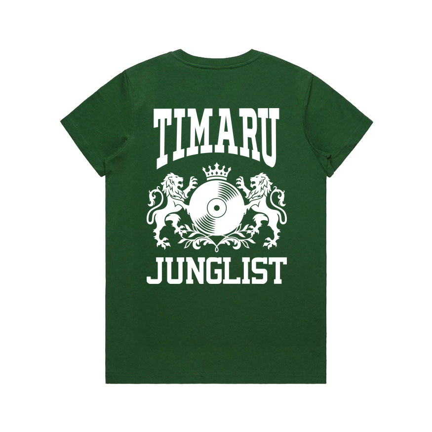 Womens TIMARU JUNGLIST Tee - Forest Green (back)