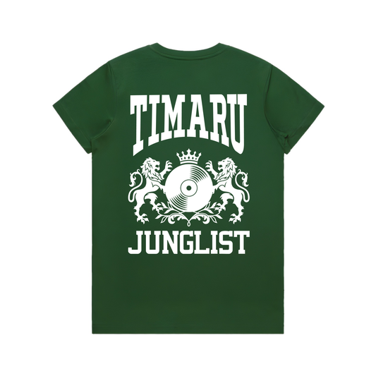 Womens TIMARU JUNGLIST Tee - Forest Green (back)