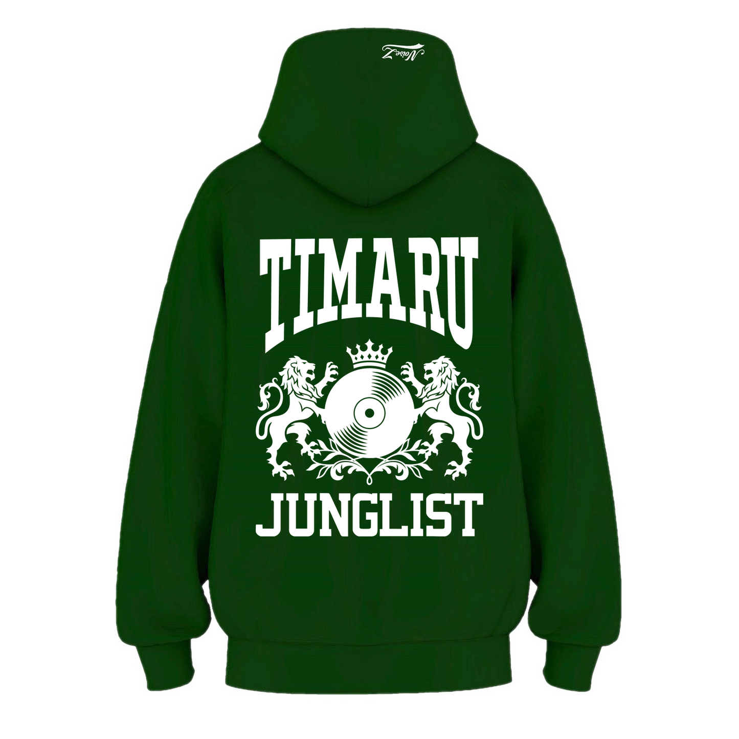 Mens TIMARU JUNGLIST Hoodie - Pine Green (back)
