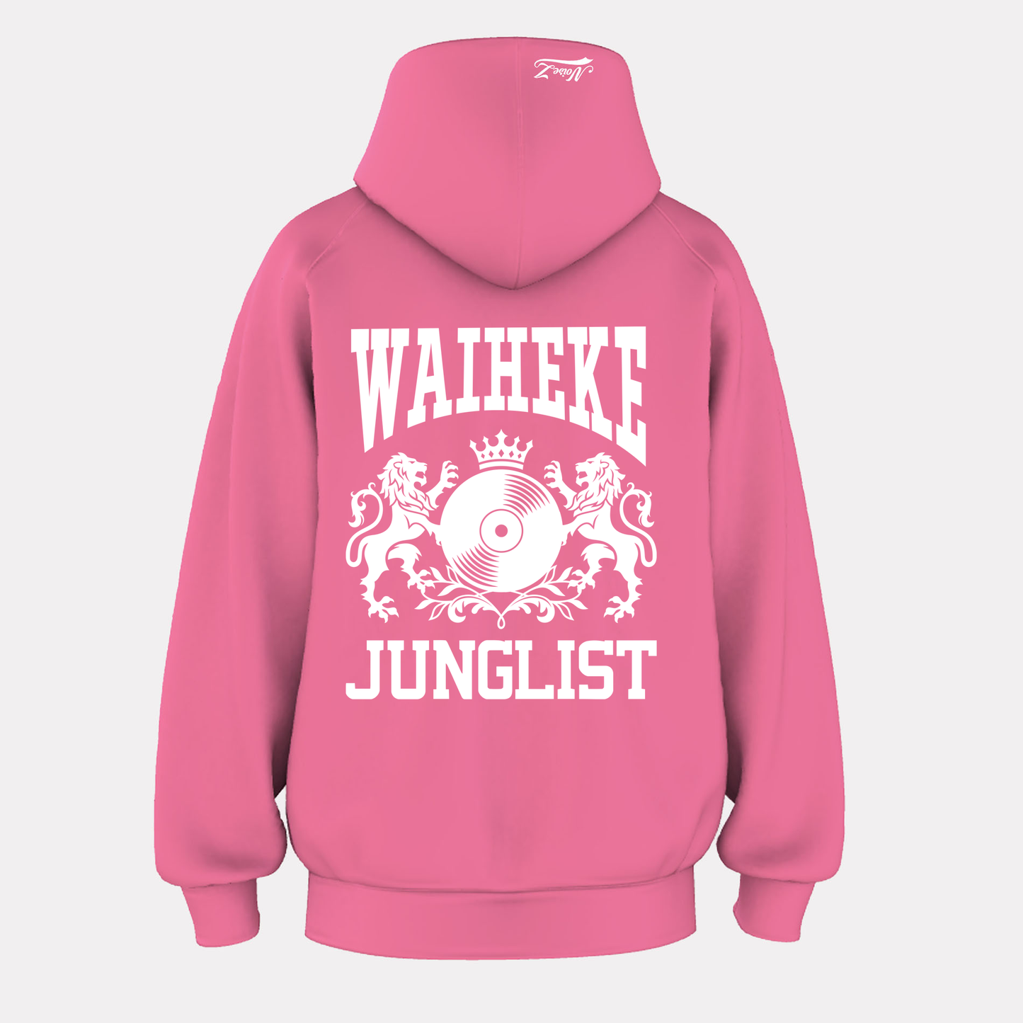 Mens WAIHEKE JUNGLIST Hoodie - Charity Pink (back)