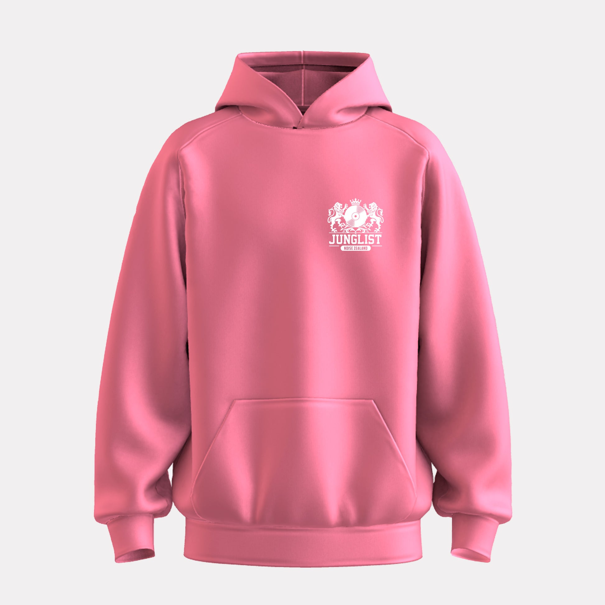 Mens WAIHEKE JUNGLIST Hoodie - Charity Pink (front)