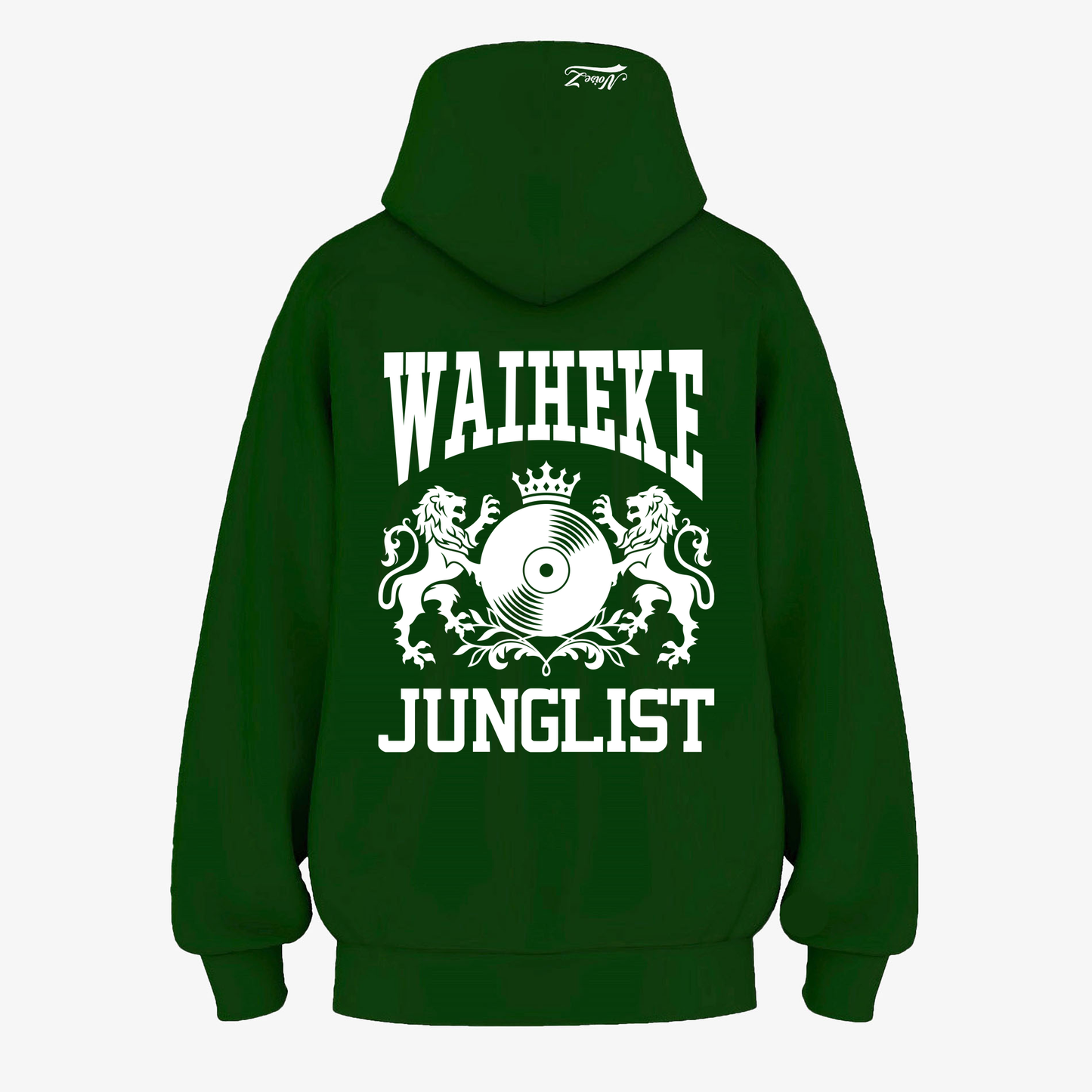 Mens WAIHEKE JUNGLIST Hoodie - Pine Green (back)