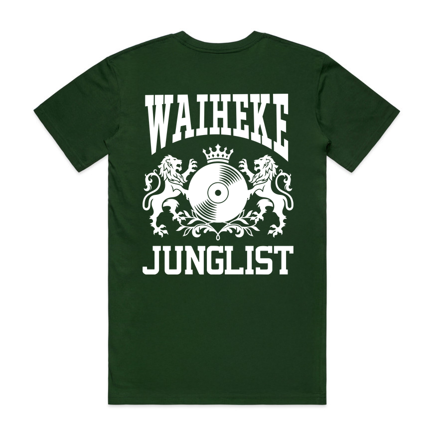 Mens WAIHEKE JUNGLIST Tee - Forest Green (back)