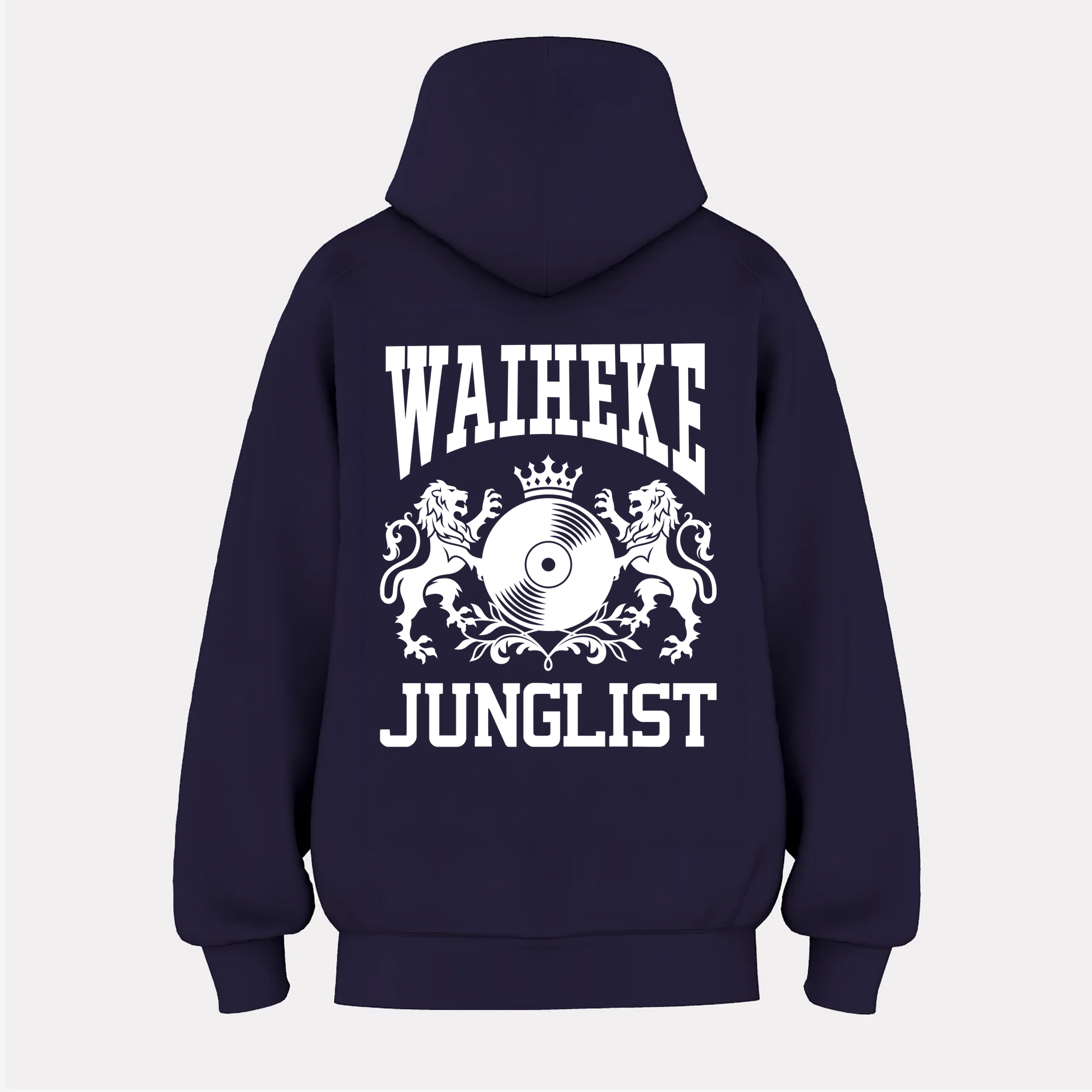 Womens WAIHEKE JUNGLIST Hoodie - Ink Blue (back)