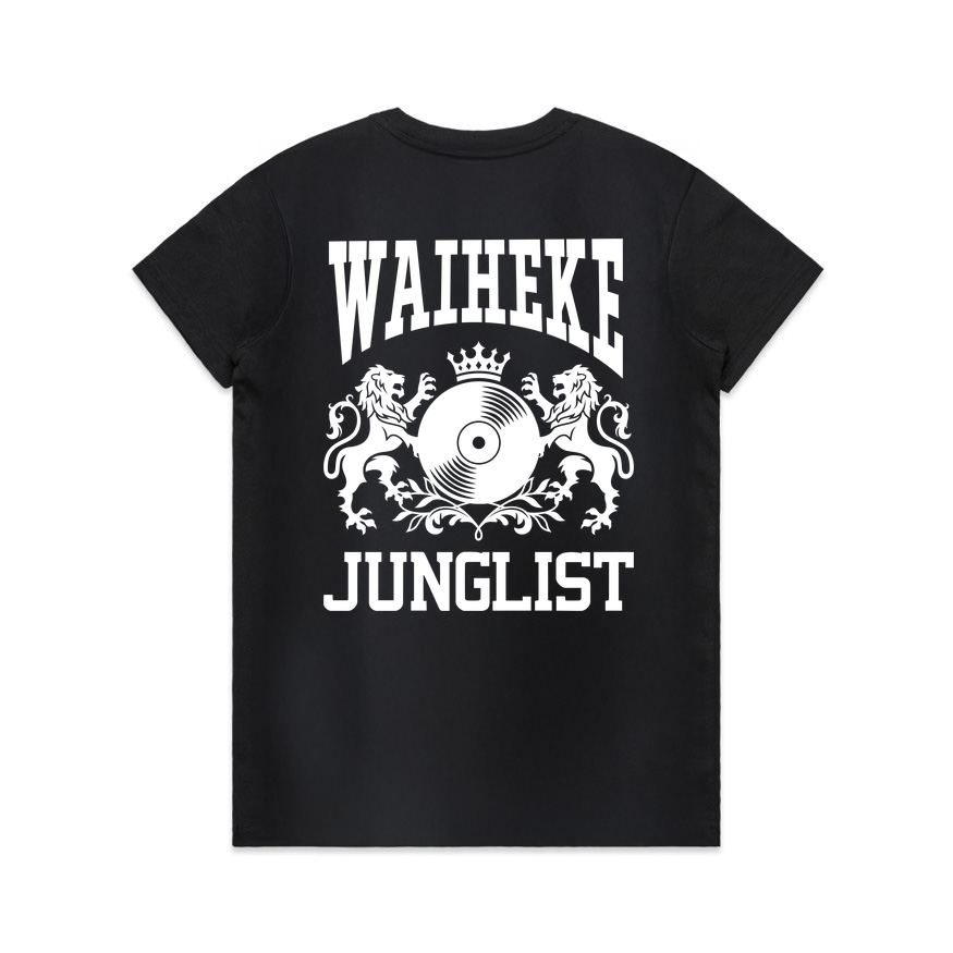 Womens WAIHEKE JUNGLIST Tee - Black (back)