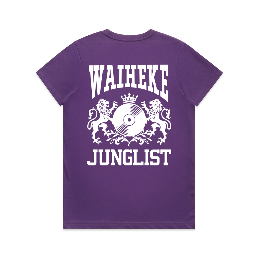 Womens WAIHEKE JUNGLIST Tee - Purple (back)