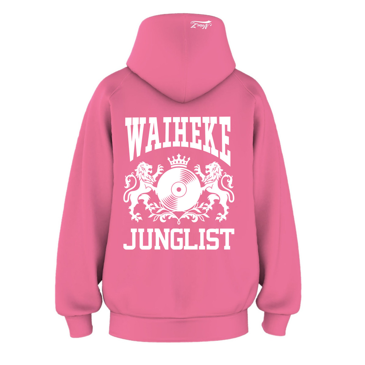 Mens WAIHEKE JUNGLIST Hoodie - Charity Pink (back)