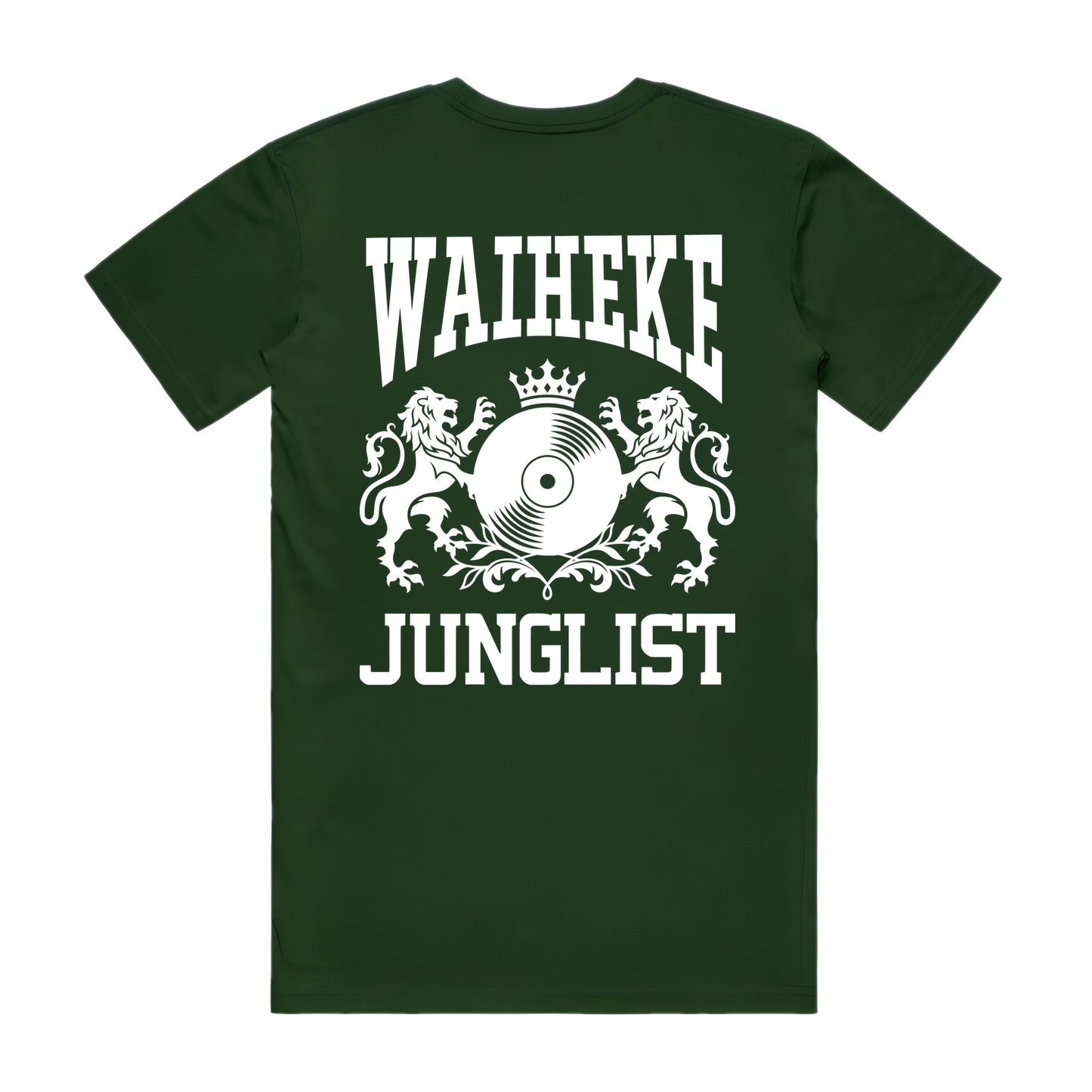 Mens WAIHEKE JUNGLIST Tee - Forest Green (back)