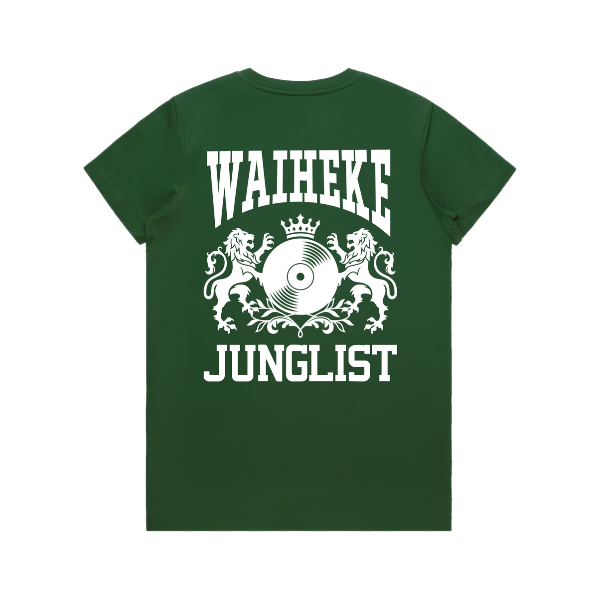 Womens WAIHEKE JUNGLIST Tee - Forest Green (back)