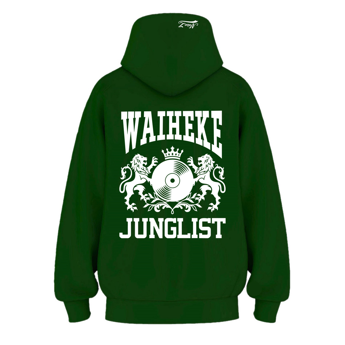 Mens WAIHEKE JUNGLIST Hoodie - Pine Green (back)