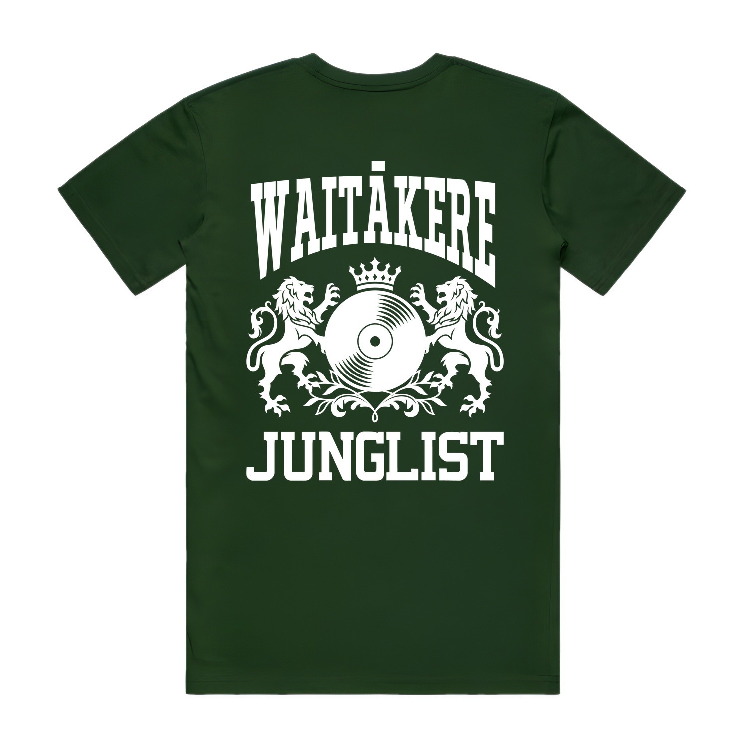 Mens WAITĀKERE JUNGLIST Tee - Forest Green (back)