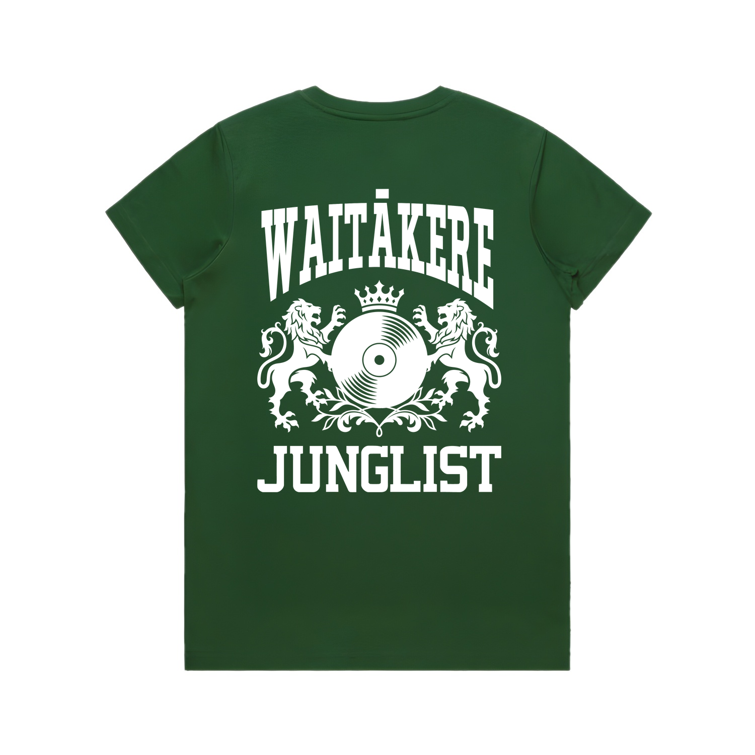 Womens WAITĀKERE JUNGLIST Tee - Forest Green (back)