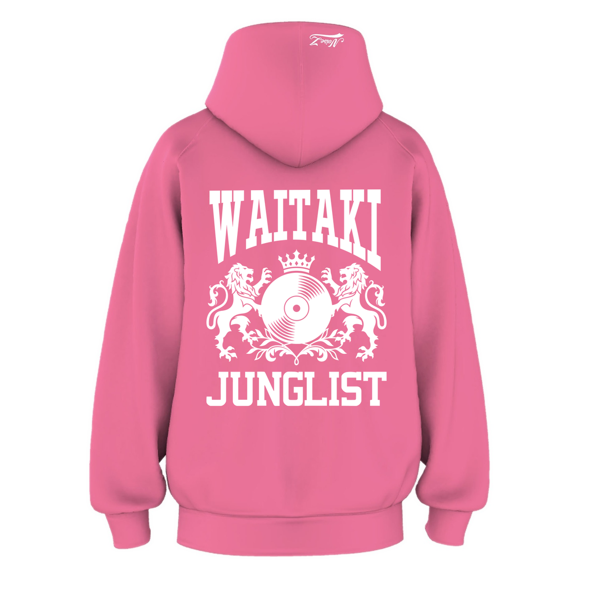 Womens WAITAKI JUNGLIST Hoodie - Charity Pink (back)