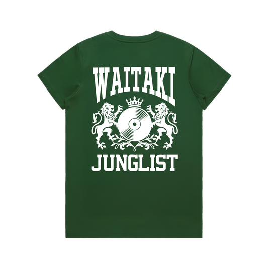 Womens WAITAKI JUNGLIST Tee - Forest Green (back)