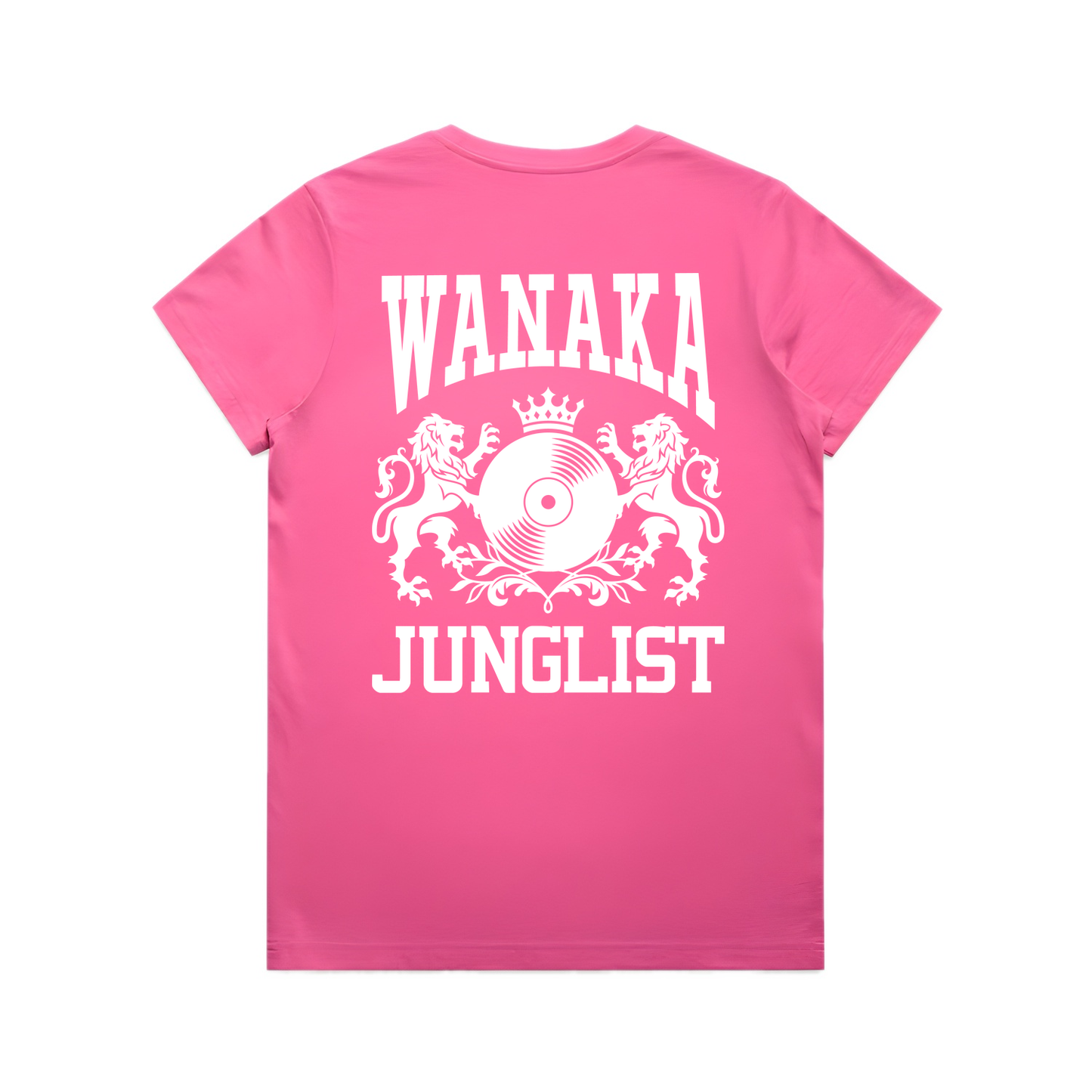 Womens WANAKA JUNGLIST Tee - Charity Pink (back)