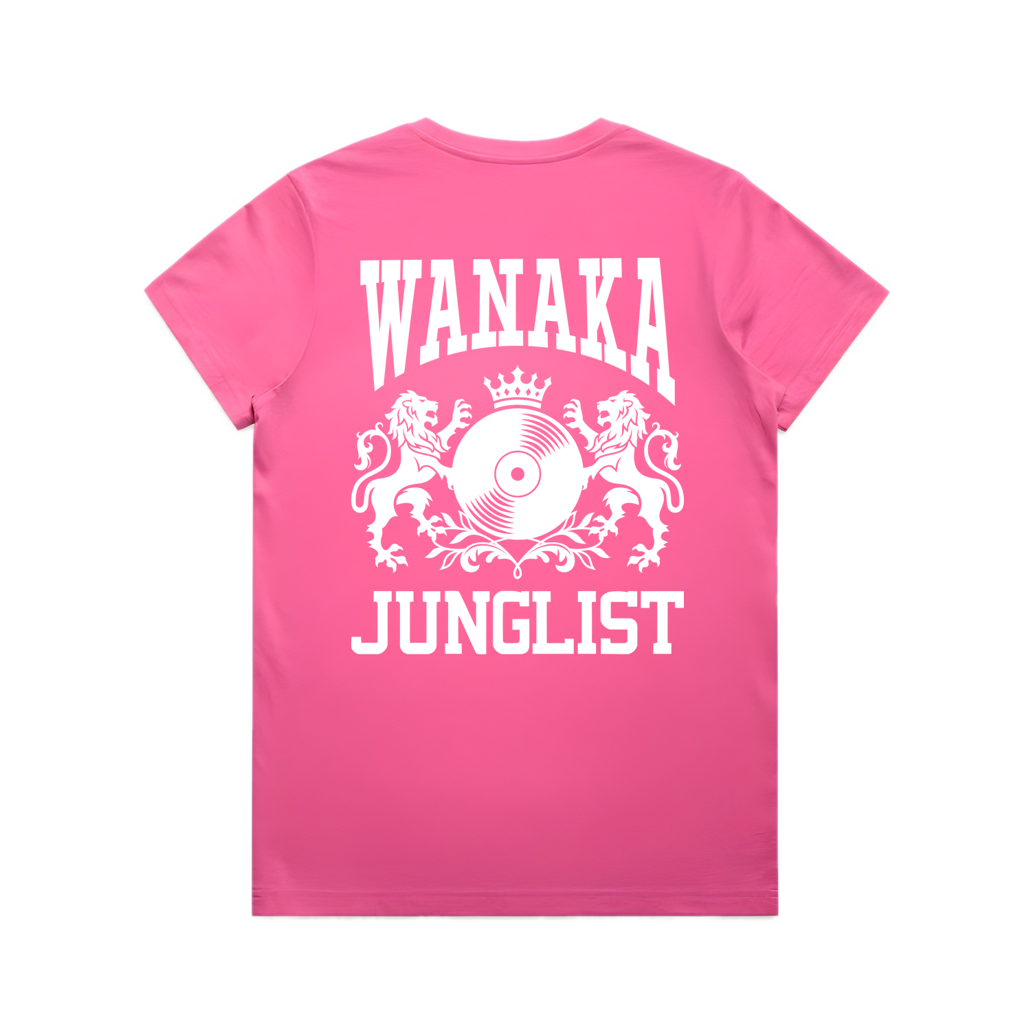 Womens WANAKA JUNGLIST Tee - Charity Pink (back)