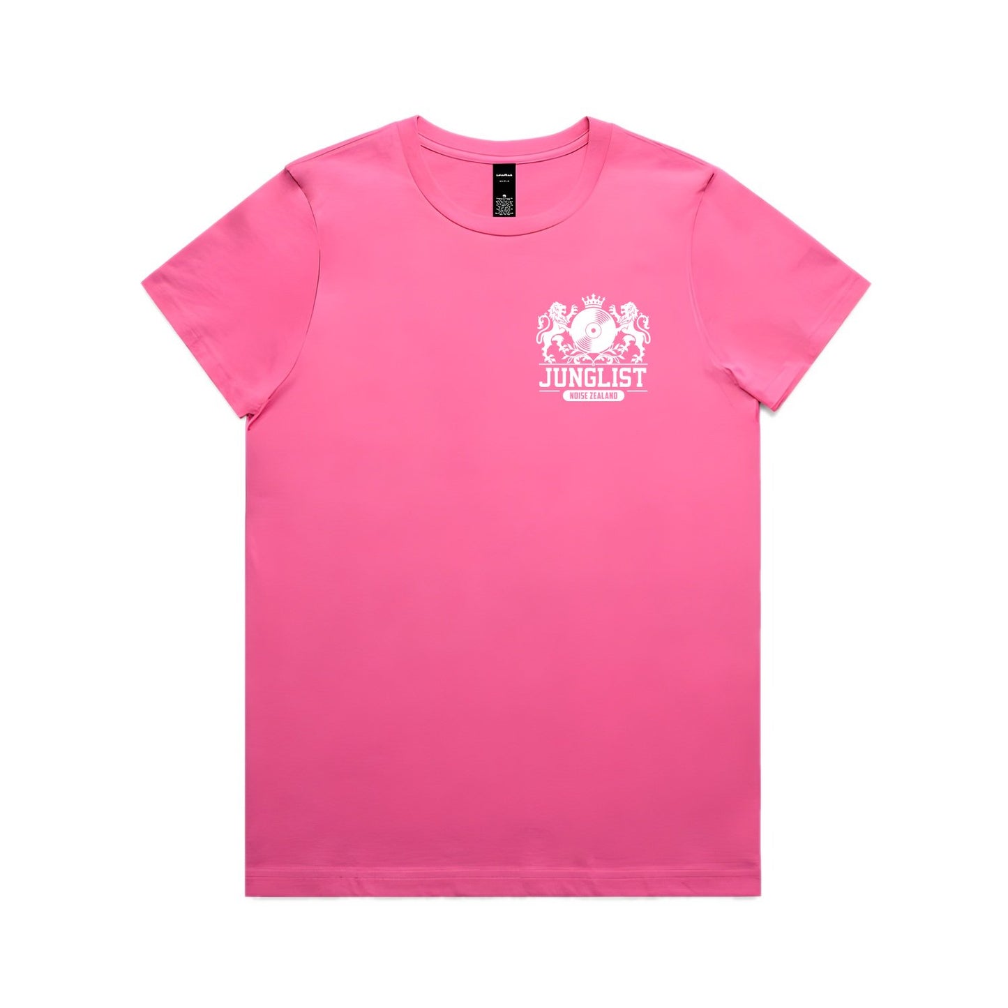 Womens WAIHEKE JUNGLIST Tee - Charity Pink (front)